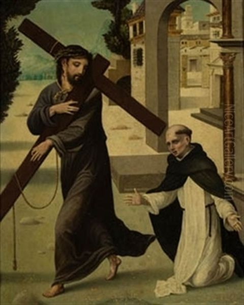 Aparicion De Cristo A San Pedro Martir Oil Painting by Juan Correa de Vivar