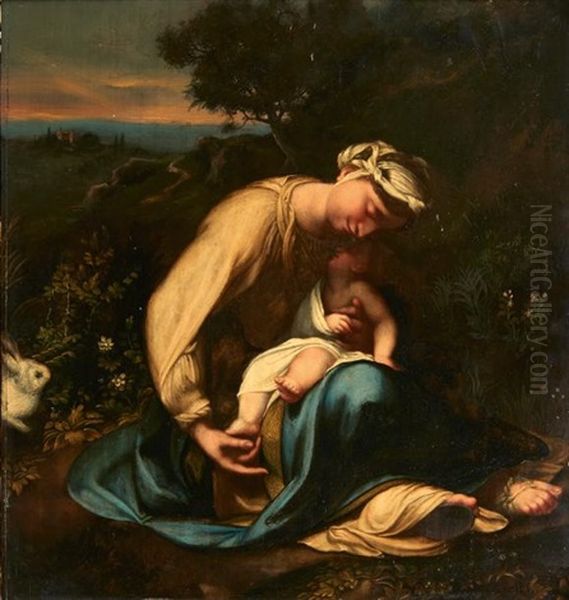 Le Repos Pendant La Fuite En Egypte, Dit Aussi <la Zingarella> Ou <la Vierge Au Lapin> Oil Painting by  Correggio