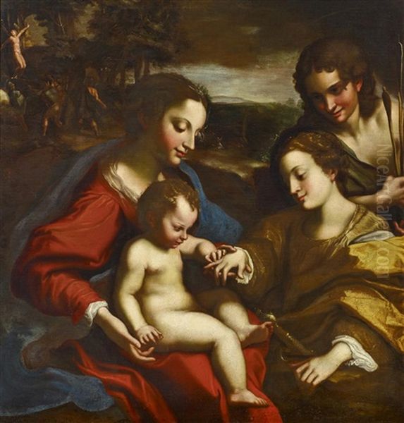 Die Mystische Vermahlung Der Heiligen Katharina Oil Painting by  Correggio