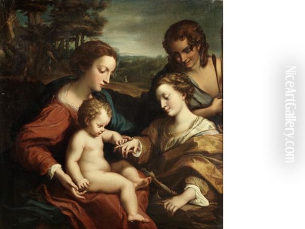 The Mystic Marriage Of Saint Catherine Oil Painting by  Correggio