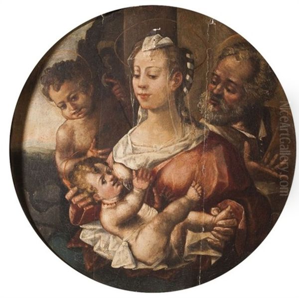 La Sainte Famille Avec Saint Jean Baptiste Oil Painting by  Correggio