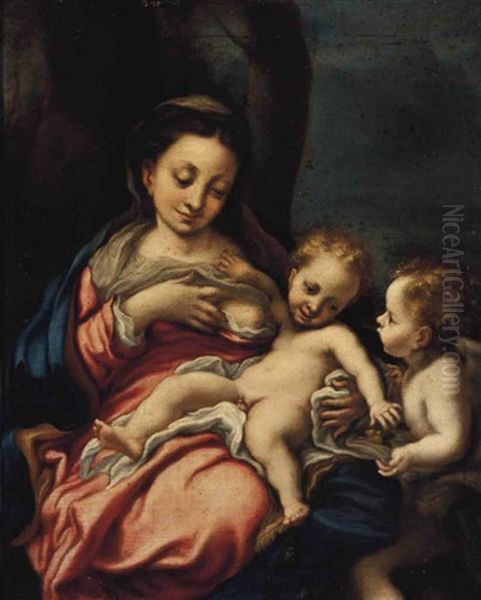 The Madonna And Child With The Infant Saint John The Baptist Oil Painting by  Correggio