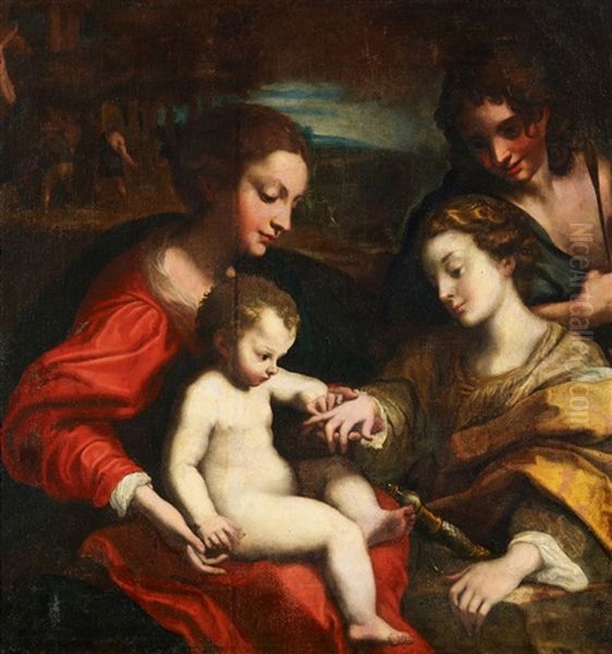 Die Mystische Vermahlung Der Heiligen Katharina. Nach Dem Gemalde Correggios Im Pariser Louvre Oil Painting by  Correggio