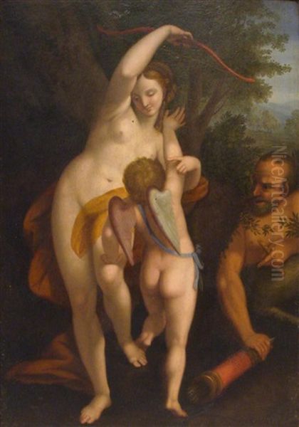 Venus Disarming Cupid Oil Painting by  Correggio