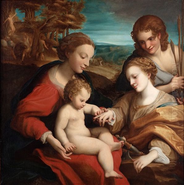 The Mystic Marriage Oil Painting by  Correggio