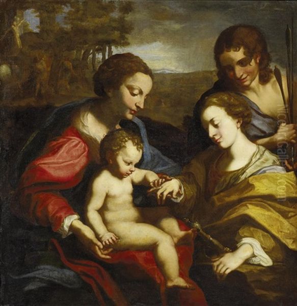 Die Mystische Vermahlung Der Heiligen Katharina Oil Painting by  Correggio