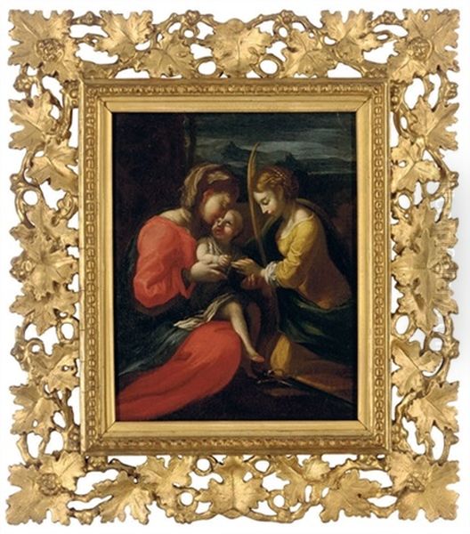 The Mystic Marriage Of Saint Catherine Oil Painting by  Correggio