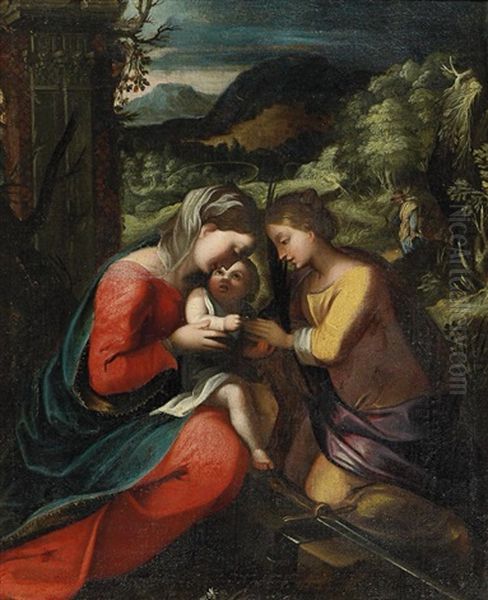 Die Mystische Vermahlung Der Heiligen Katharina Oil Painting by  Correggio