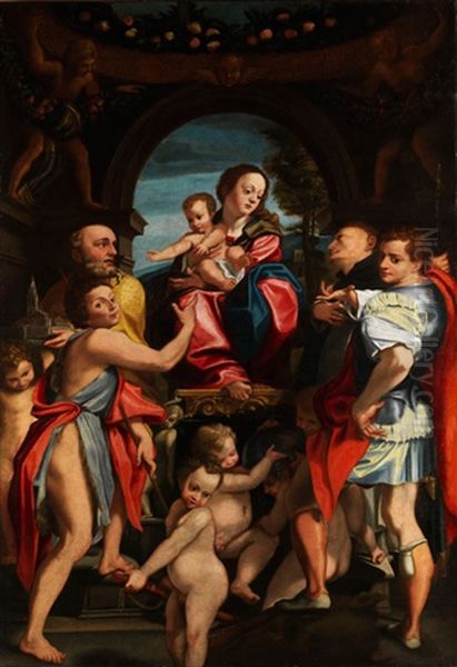 Madonna Con Bambino Nel Conversazione Dei Santi Oil Painting by  Correggio