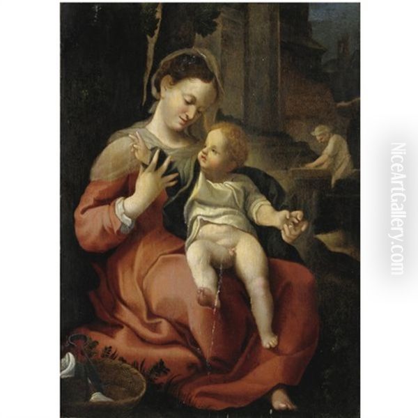 Madonna Della Cesta Oil Painting by  Correggio