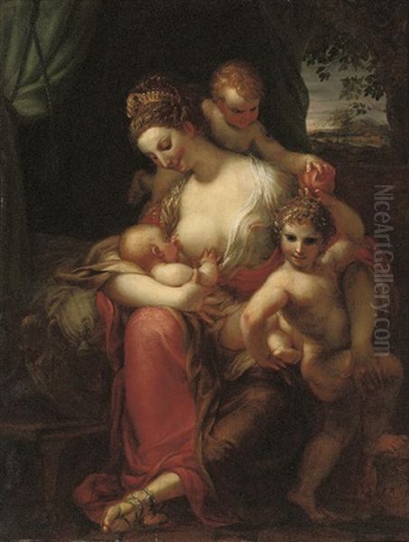 The Madonna And Child With Putti Oil Painting by  Correggio