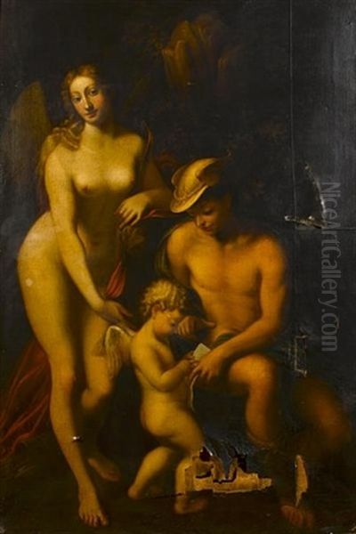 The School Of Love Oil Painting by  Correggio