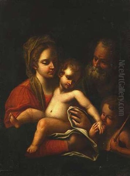 Die Heilige Familie Mit Dem Johannesknaben Oil Painting by  Correggio