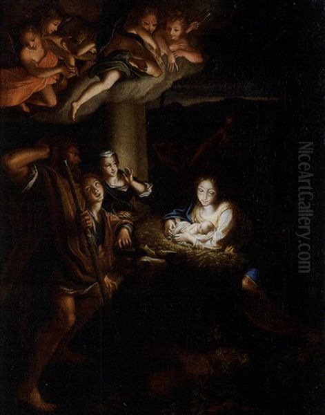 Adoracion De Los Pastores Oil Painting by  Correggio