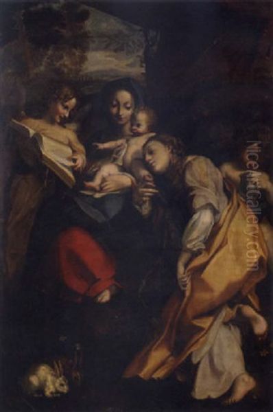 The Madonna Of Saint Jerome (day) Oil Painting by  Correggio