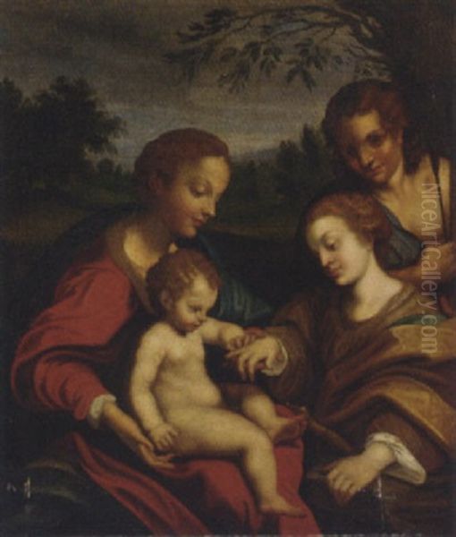 The Mystic Marriage Of Saint Catherine Oil Painting by  Correggio