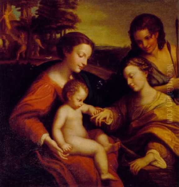 The Mystic Marriage Of Saint Catherine Oil Painting by  Correggio