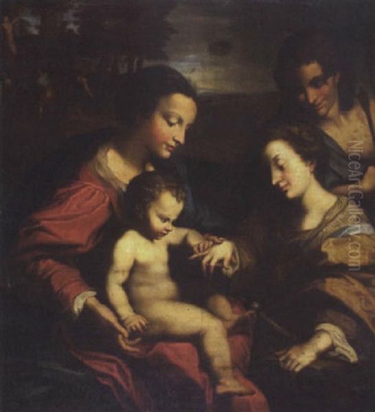 The Mystic Marriage Of St. Catherine Oil Painting by  Correggio