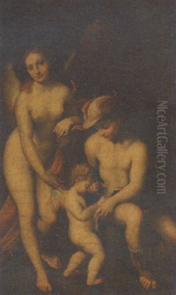 Mercury Instructing Cupid Before Venus Oil Painting by  Correggio