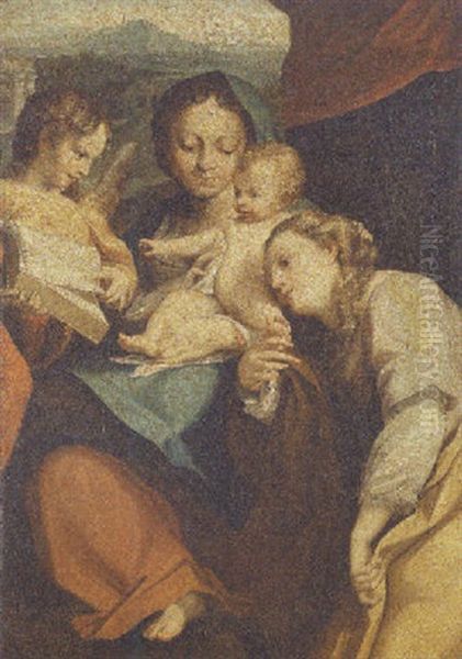 The Mystic Marriage Of Saint Catherine Oil Painting by  Correggio