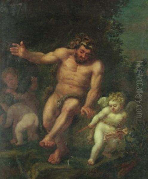 Hercules And Cupid Oil Painting by  Correggio