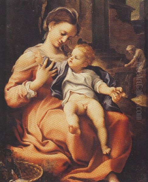 The Madonna Of The Basket Oil Painting by  Correggio