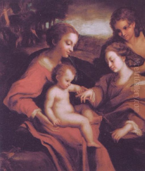 Den Hellige Catharinas Mystiske Forlovelse Oil Painting by  Correggio