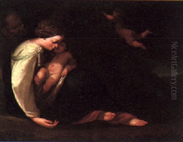 The Holy Family And A Putto In A Landscape Oil Painting by  Correggio