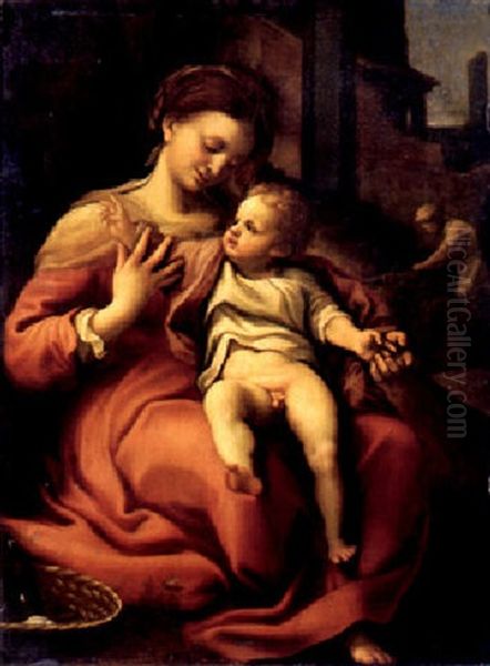 The Madonna With The Basket Oil Painting by  Correggio