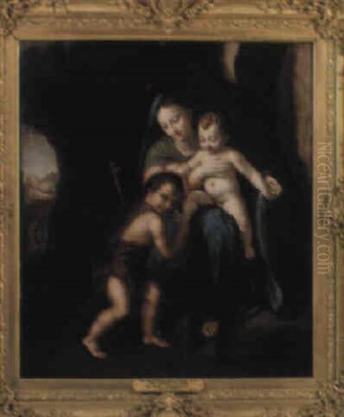 The Madonna And Child With The Infant St. John Oil Painting by  Correggio