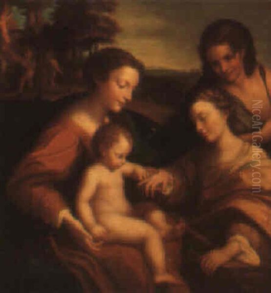 The Mystic Marriage Of St. Catherine Oil Painting by  Correggio