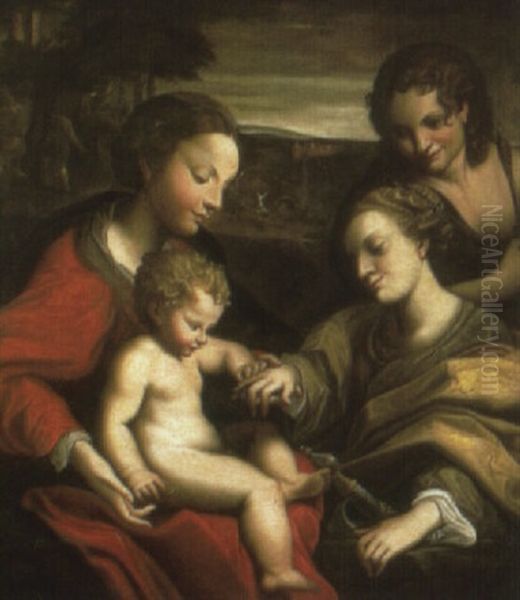 The Mystic Marriage Of Saint Catherine Oil Painting by  Correggio