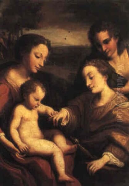 The Mystic Marriage Of St. Catherine Oil Painting by  Correggio