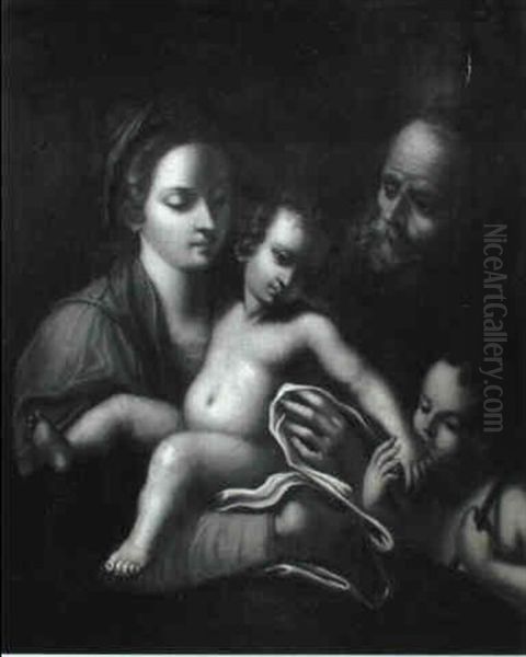 The Holy Family With The Infant Saint John The Baptist Oil Painting by  Correggio