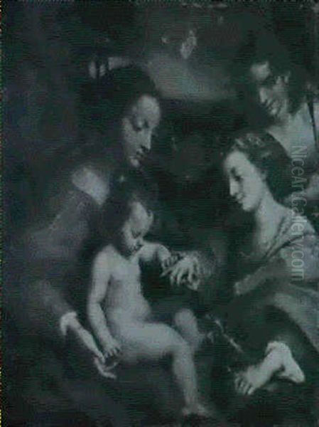 The Mystic Marriage Of Saint Catherine With Saint John The  Baptist Oil Painting by  Correggio