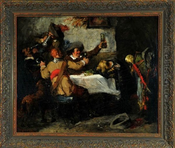 Trinkgelage Der Musketiere Oil Painting by Max Correggio