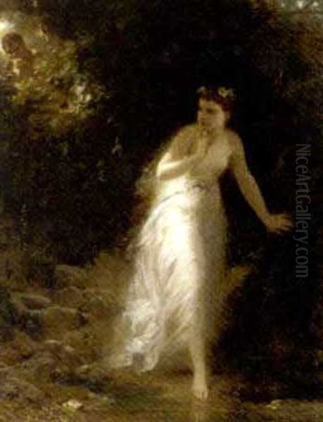 A Nymph In The Forest Oil Painting by Erich Correns