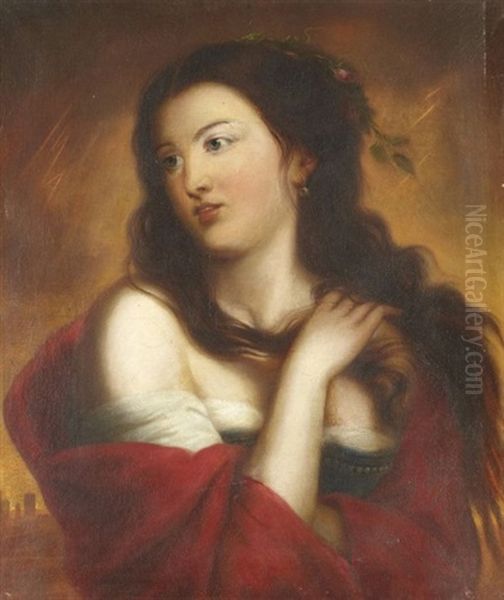 Portrait De Femme Oil Painting by Josef Cornelius Correns