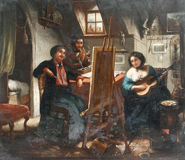 The Artist's Studio Oil Painting by Josef Cornelius Correns