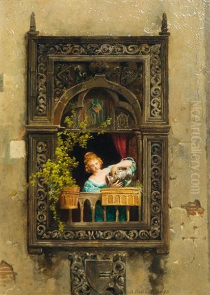 Girl By The Window Oil Painting by Arnoldo Corrodi