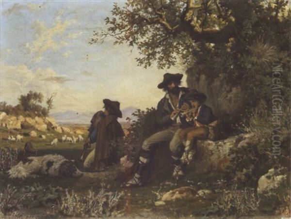 Das Schaferidyll In Der Campagna Oil Painting by Arnoldo Corrodi