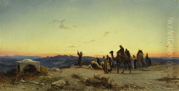 Prayer Before Jerusalem Oil Painting by Hermann David Salomon Corrodi