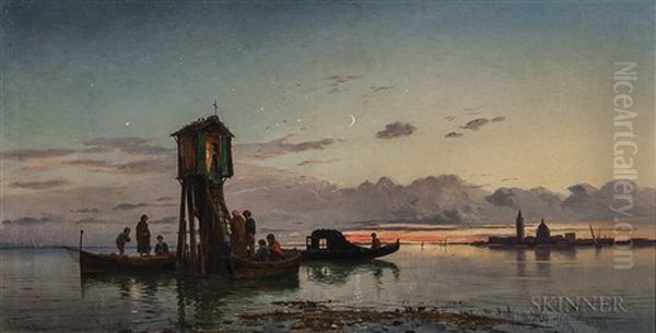 Shrine At Venice, Sundown Oil Painting by Hermann David Salomon Corrodi