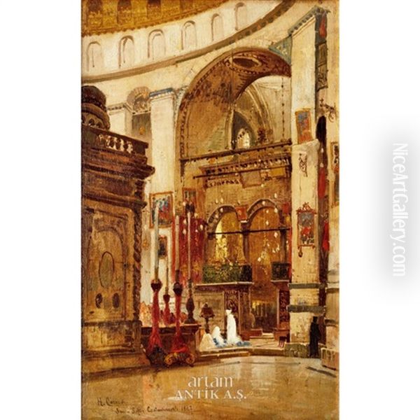 Ayasofya Ici Oil Painting by Hermann David Salomon Corrodi