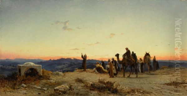 Prayer Before Jerusalem Oil Painting by Hermann David Salomon Corrodi