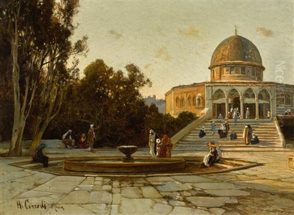 The Dome Of The Rock, Jerusalem Oil Painting by Hermann David Salomon Corrodi