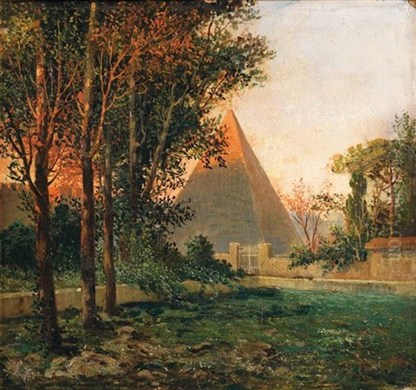 Pyramide Cestia De Rome Oil Painting by Hermann David Salomon Corrodi