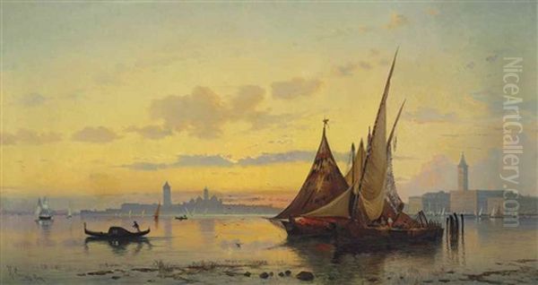 The Lagoon, Venice Oil Painting by Hermann David Salomon Corrodi