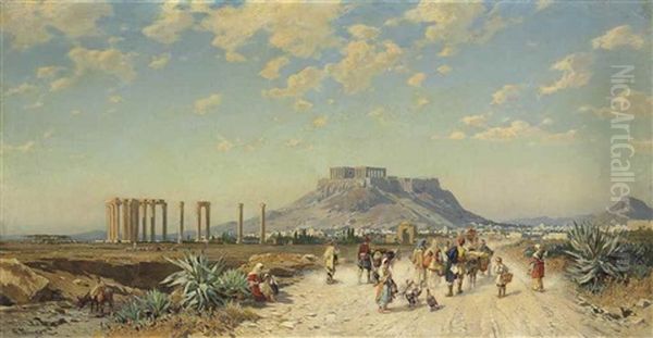 The Acropolis, Athens Oil Painting by Hermann David Salomon Corrodi