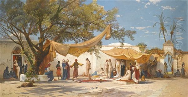 The Slave Market Oil Painting by Hermann David Salomon Corrodi